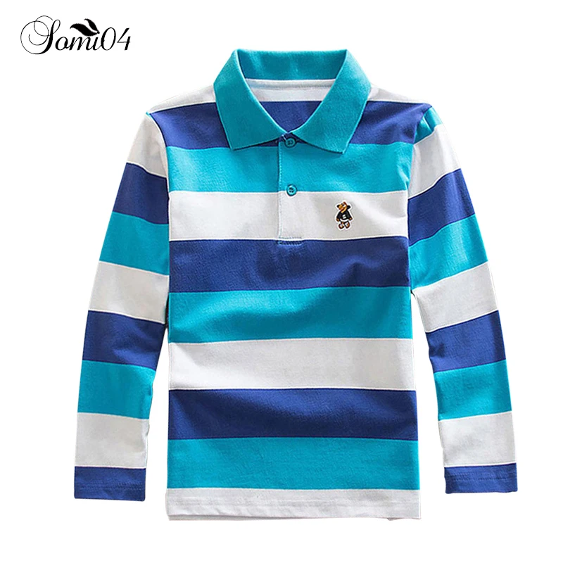 

Long Sleeve Polo Shirts for Boys School 2018 Spring Autumn Kids Children Colorful Stripe Polo Shirt Casual Clothes for 2-15 Year