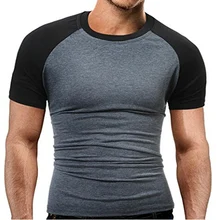 Для мужчин лето O Средства ухода за кожей шеи пуловер Смешанный Хлопок Спорт Лоскутная короткий рукав Slim Fit Майки спортивные