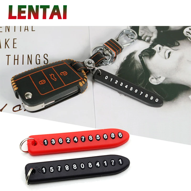

OVERE 1PC Car Keychain Anti-lost phone number plate For Toyota c-hr Avensis RAV4 Auris Renault Duster Megane 2 Logan Captur