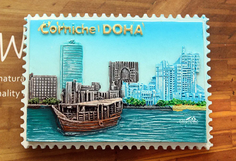 Corniche DOHA, Qatar Tourist Travel Souvenir 3D Resin Decorative Fridge