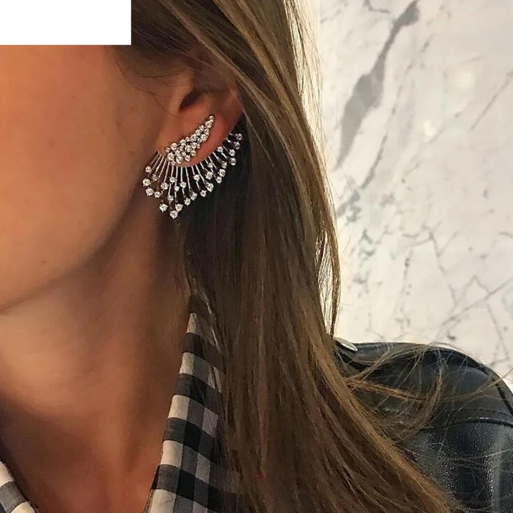 

2019 New Hot Women Alloy Multi-drill Earrings Asymmetric Multi-layer Earrings Single Earrings 19Feb15