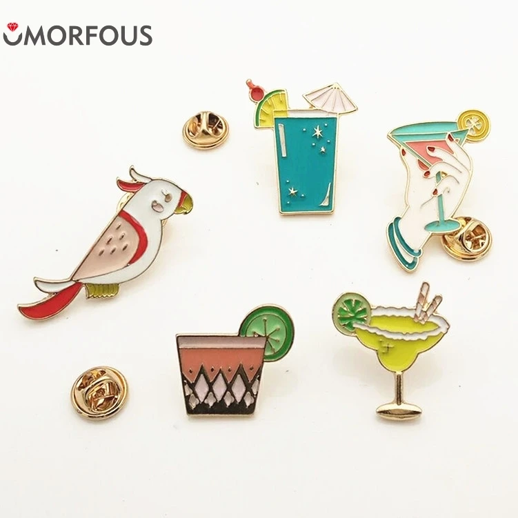 10PCS/lot Summer style drip series lemon cup parrot beach cup badge brooch Wholesale