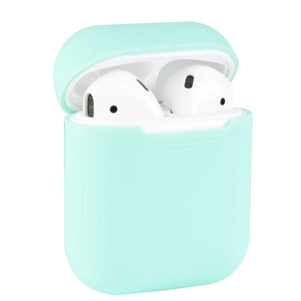 Силиконовый противоударный чехол для наушников для Apple AirPods - Цвет: Светло-зеленый