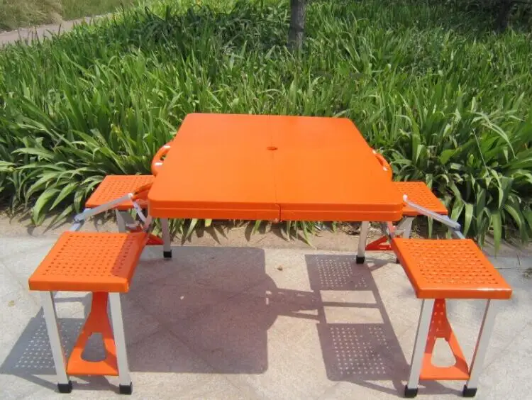 Whole set Outdoor Folding portable camping dining table Beach Tables with umbrella+base