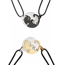 Rinhoo парные ювелирные изделия, ожерелья в виде животных, золотого и серебряного цвета, парные ожерелья, титановая сталь, ожерелье с котом, подарки для мальчиков и девочек