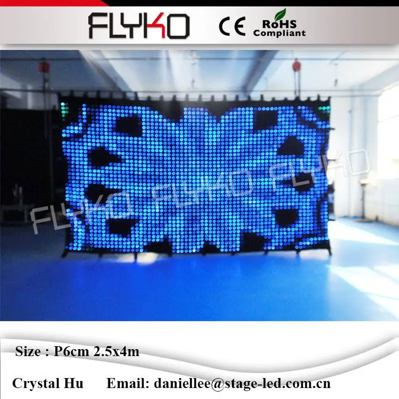 

Professional led video curtain best suppliers RGB3in1 led stage backdrops wall led vision screen P60mm 2.5x4m Backdrops wall