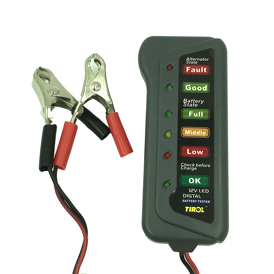 

Latest design car battery tester meter Alternator battery Tester with 6 LED Lights Display Battery Diagnostic Tool Car