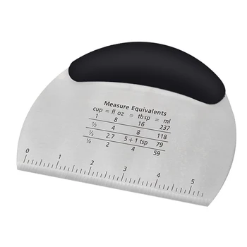 

1Pcs Stainless Steel Dough Cutter Scraper Spatula Bread Knife With Measurement Baking Tools