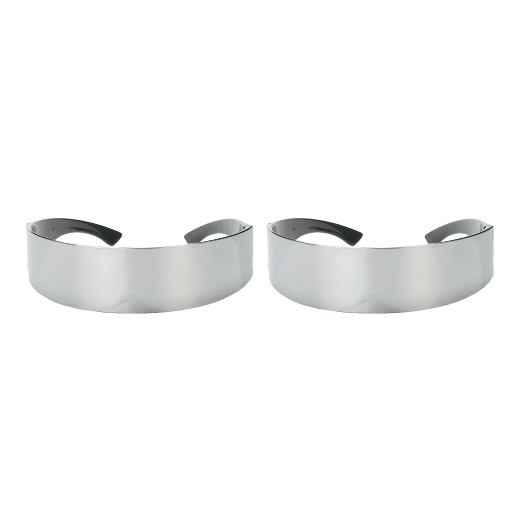 2 Pieces Novelty Metallic Silver Space Robot Party Eye Glasses Future Soldier Sunglasses Unisex Photo Prop Goggles