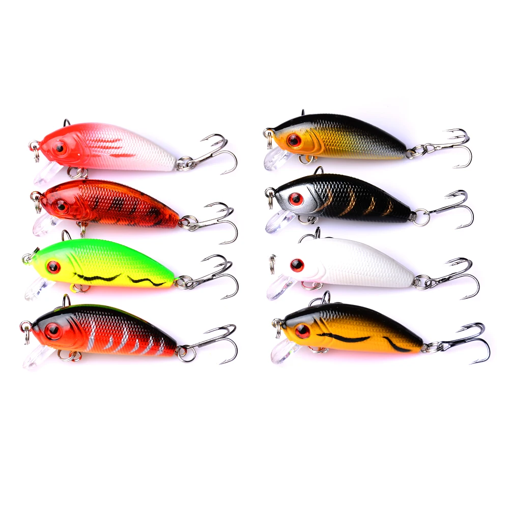 

8pcs Fishing bait 5CM 3.6G 10#hooks fishing tackle lure Classical Minnow bass hard Plastic crankbaits japan carbon hooks