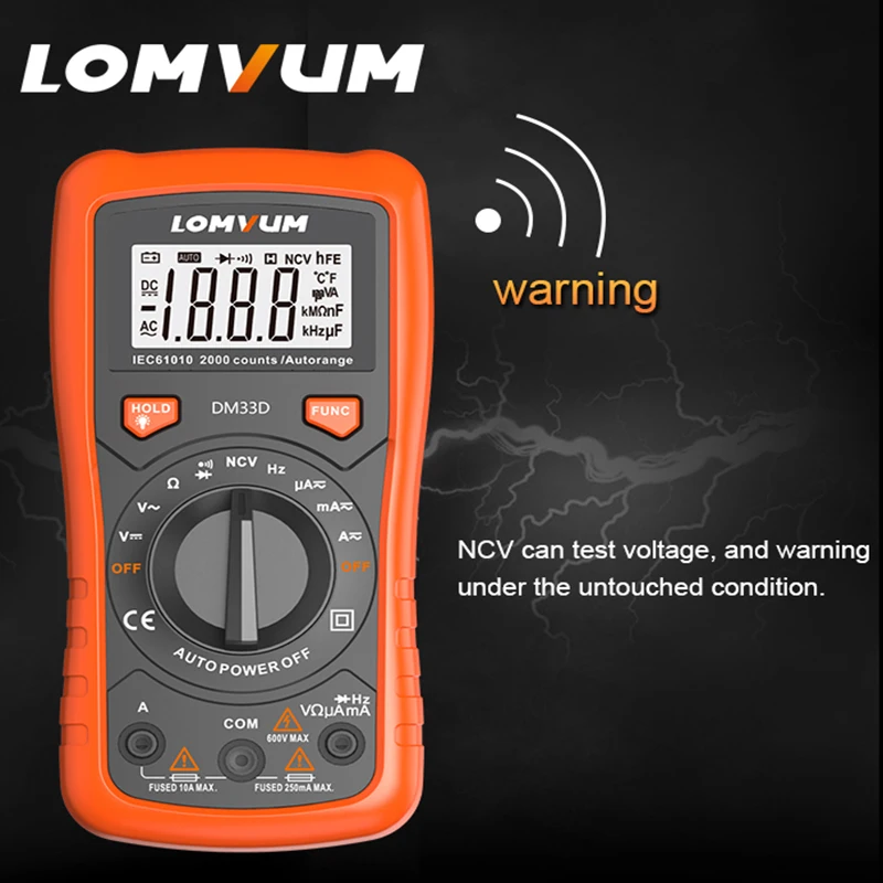 

Lomvum DM33D Digital Multimeter 6000 counts Backlight AC/DC Ammeter Voltmeter Ohm Portable Meter voltage Esr Meter Multimeter