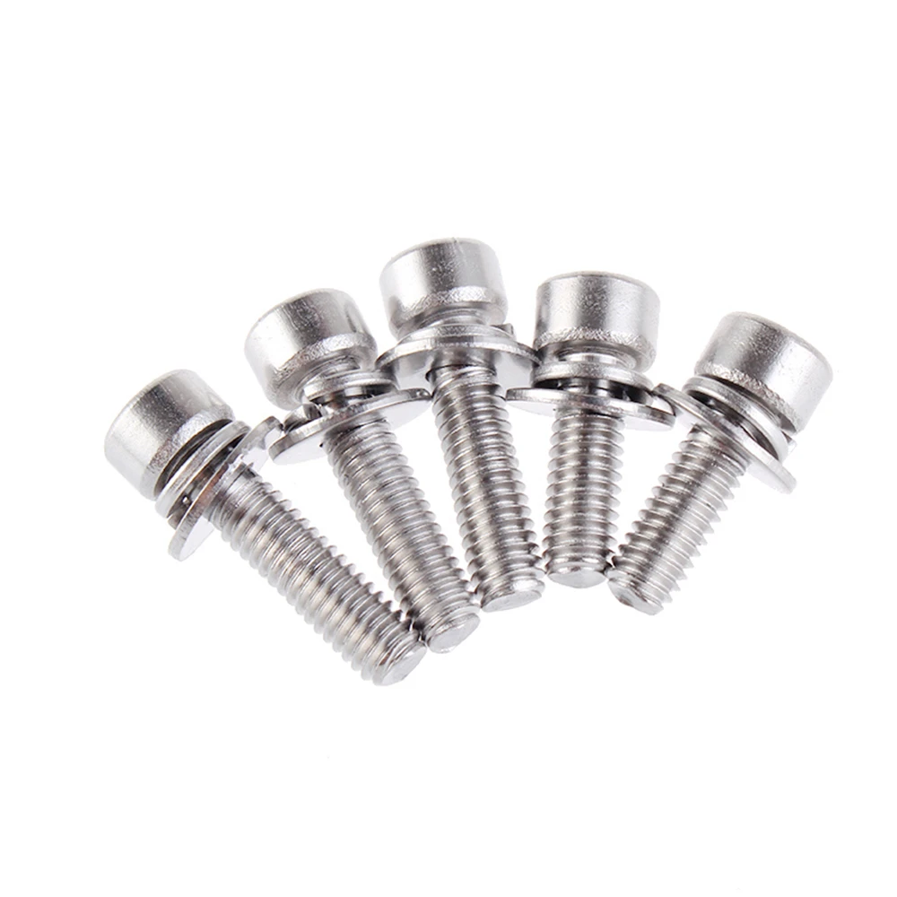 

10PCS 304 Stainless Steel Cylindrical Head Hexagon Socket Bolt With Washer Screw Thread Screw Machine M3M4