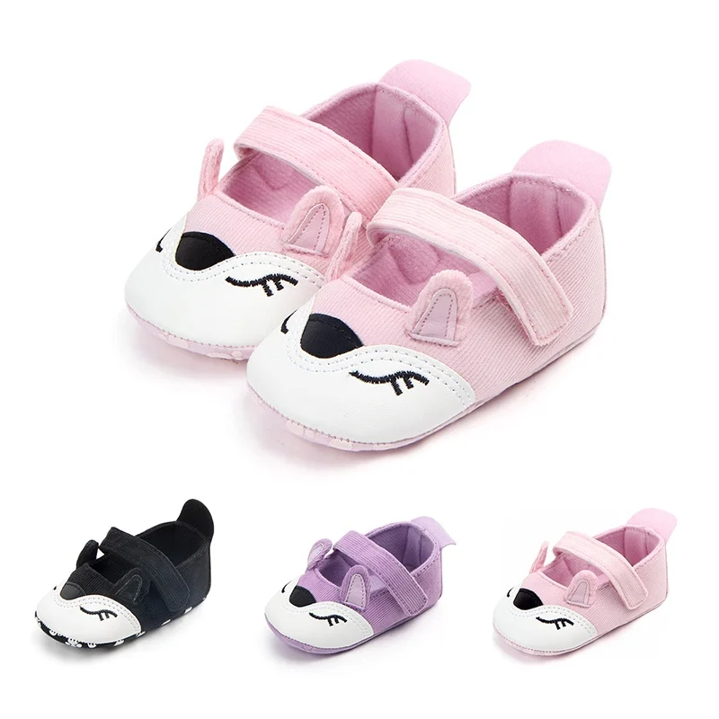 Newborn The First Walker Spring Autumn Baby Girl Cartoon Fox Pattern Kid Three-Color Soft-Soled Shoes Fashion Children Toddler