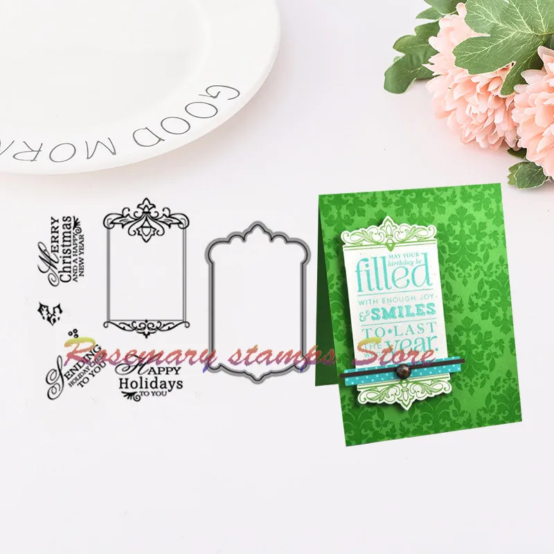 

Rosemary stamps Boutique Borders Christmas Matal Cutting Dies and Stamps for Scrapbooking Photos Decorative EmbossingPaper Cards