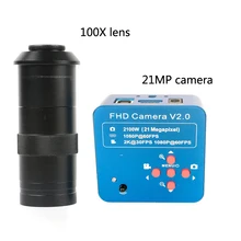 Full HD 21MP HDMI USB цифрового видео камера+ 100X/180/300X объектив для микроскоп промышленная печатная плата Процессор IC мобильный телефон объединительной платы