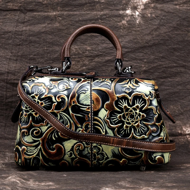 Women Genuine Leather Bag Messenger Shoulder Handbag Retro Real Cowhide Cross Body Tote Purse Embossed Top Handle Pillow Bags Women Genuine Leather Bag Messenger Shoulder Handbag Retro Real Cowhide Cross Body Tote Purse Embossed Top Handle Pillow Bags