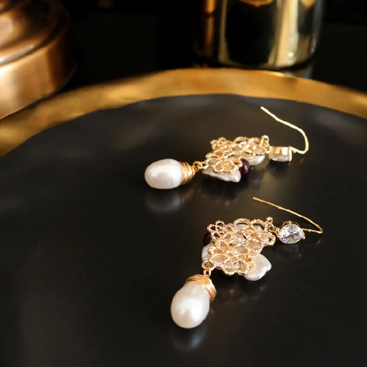 GLSEEVO пресной воды белый Baroque Pearl Drop Earrinhgs для Для женщин Wededing часть подарок Длинные Висячие Серьги Fine Jewelry GE0654