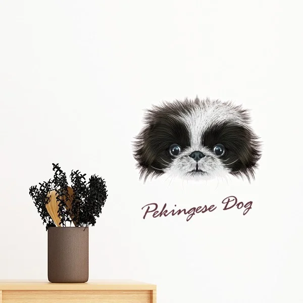 Hitam Putih Peking Anjing Kucing Beruang Pet Animal Removable Wall