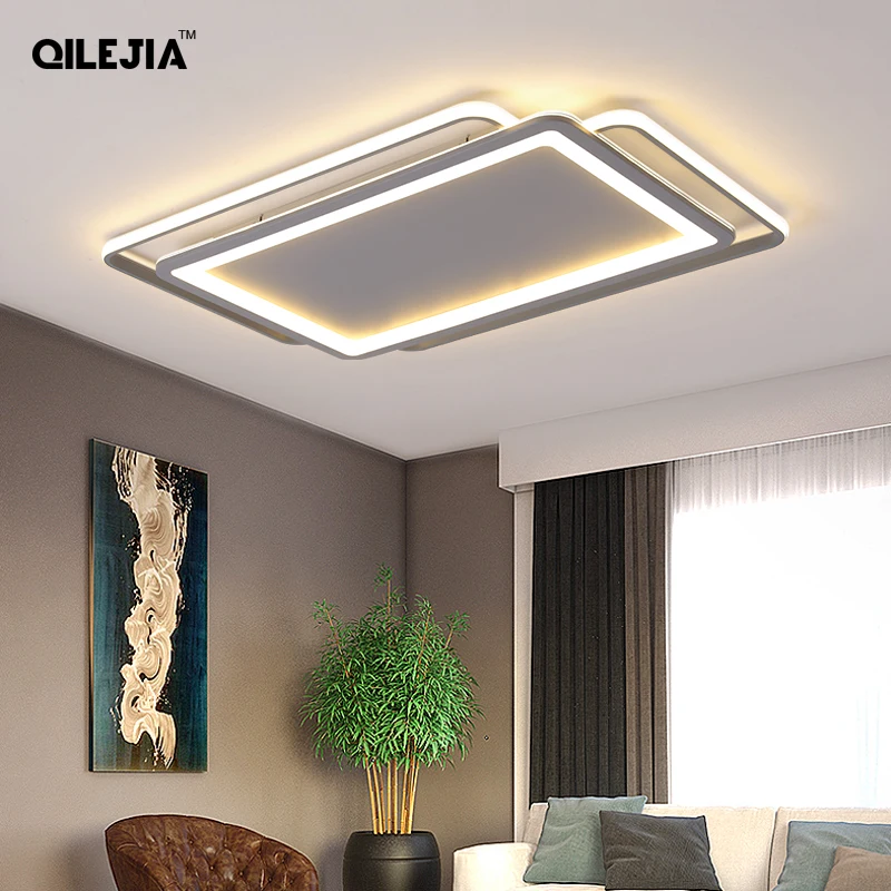 

Ceiling Light For Living Room Dining Bedroom Dimmable With Remote gray Frame Lighting Fixture Lamparas