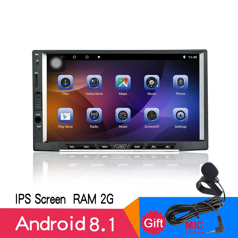 

7" IPS Android 8.1 2G+16G 8 COR 2DIN Multimedia Player universal Car radio GPS audio stereo autoradio Bluetooth navigation DVD