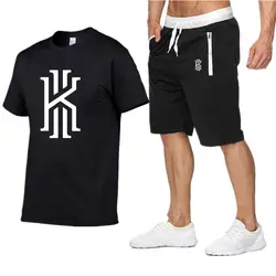 Последняя футболка + короткие мужские простые линии с высоким топом печати Повседневная футболка мужская спортивная одежда брендовая