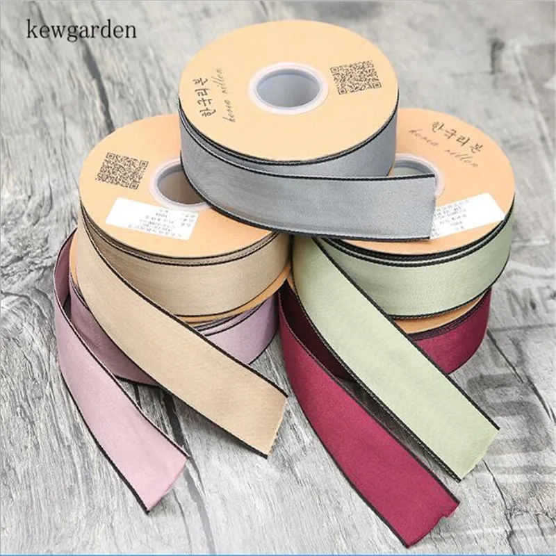 

Kewgarden 38mm 25mm 10mm Color Edge Satin Ribbons DIY Bowknot Cotton Ribbon Handmade Tape Garment Accessories Wholesale 100 Yard