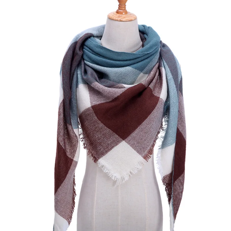 Дизайнерский брендовый вязаный женский шарф, мягкий зимний теплый шейный платок, Женский кашемировый шарф, шарф из пашмины - Цвет: B17