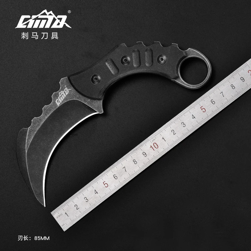 

CIMA Tactical Fixed Blade Knives AUS-8 Steel, G10 Handle, K Sheath,Stonewash Craft