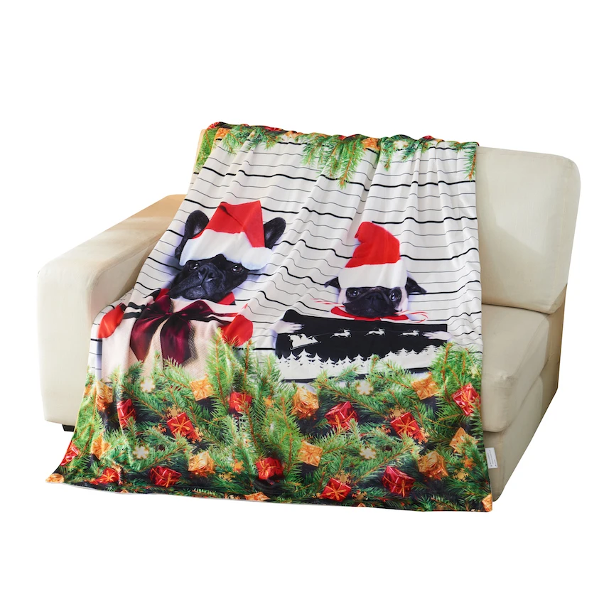 

French Bulldogs with Presents 3d Super Soft Fleece Blanket