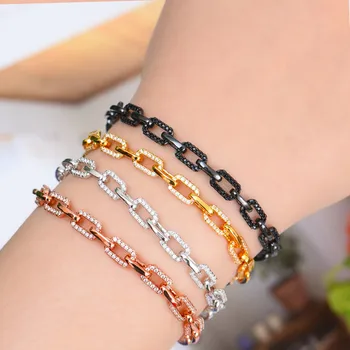 

GODKI Handmade Luxury Thick Chain Bracelets Trendy Full Shiny Cubic Zirconia Rock Women Party Show Fashion Jewelry Making 2019