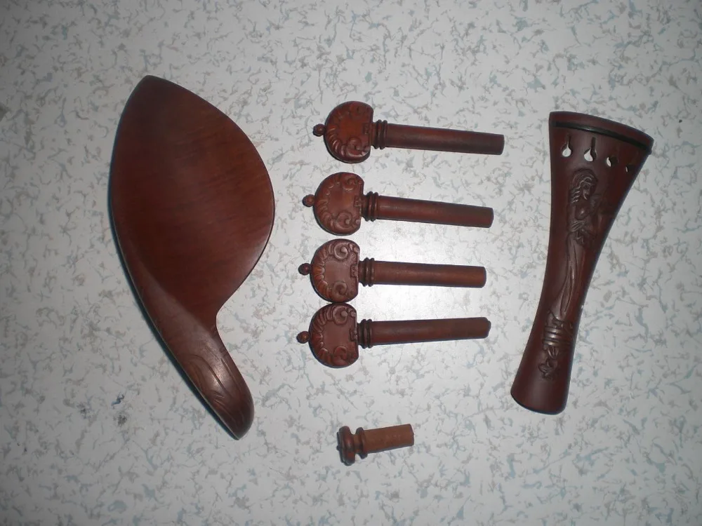 

1 Set Jujube Violin parts Violin Pegs Violin tail piece and chin rest all in 4/4