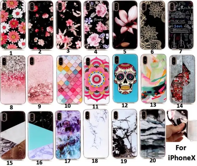 50 шт./лот Бесплатная доставка Красочные цветы Мягкие TPU чехол для iPhone X iphone 7/8 7 P/ 8 P |