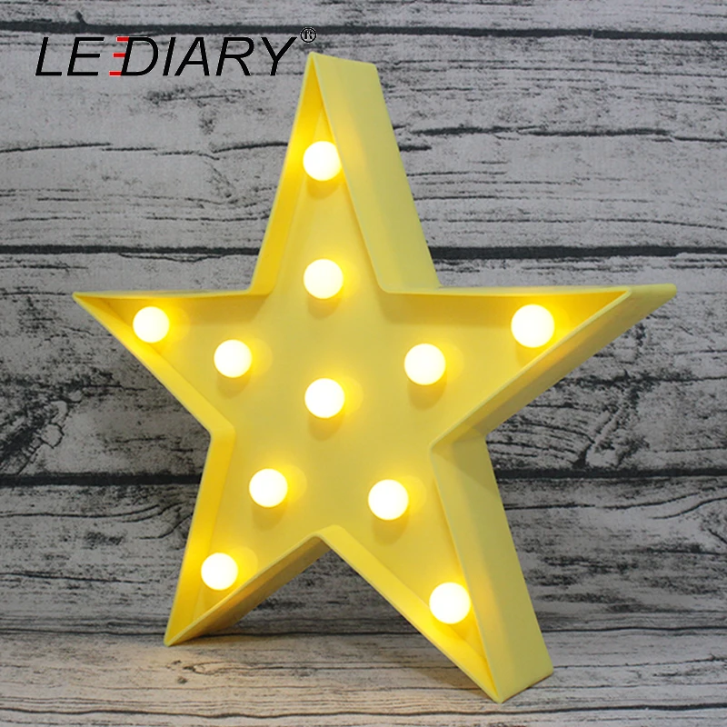 

LEDIARY Fashion 3D Lamp Star Shape Romantic Marquee Sign Nightlights White Yellow Decoration For Bedroom Wedding Party Christmas