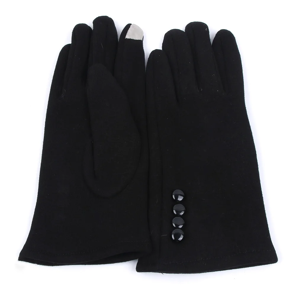Модные женские перчатки Зимние перчатки женские хлопковые варежки Открытый сенсорный экран - Цвет: Черный