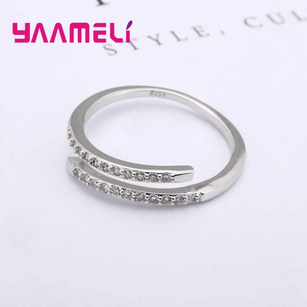 YAAMELI New Promotion 925 Sterling Silver Adjustable Ring for Bridal AAA Zircon Jewelry Bague for Women Wedding Engagement
