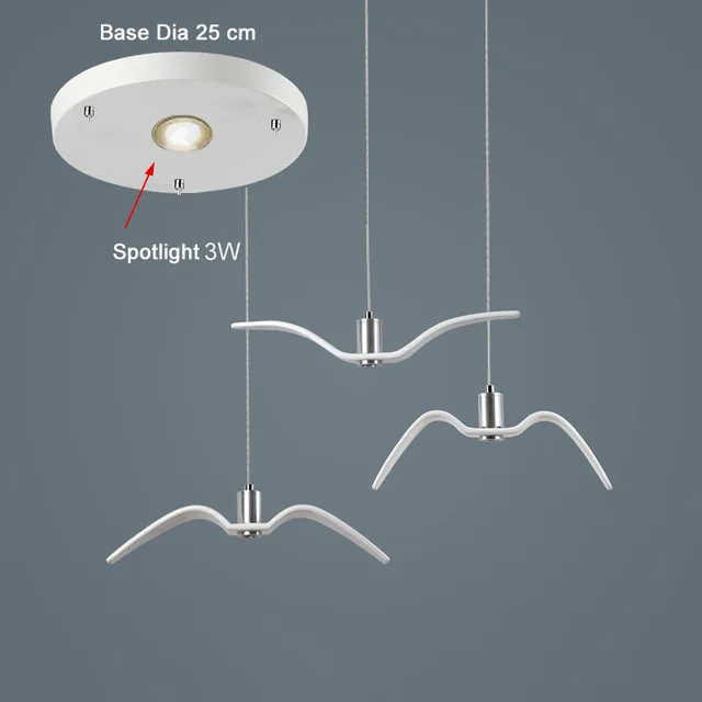 Светодиодный светильник в современном стиле, креативная люстра, индивидуальная люстра в виде чайки, лампа для чердака/бара/столовой, подвесное украшение для дома, дизайн - Цвет абажура: round base 3 birds