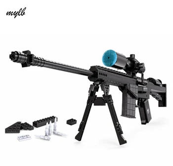

mylb 527pcs M107 Sniper Assault Rifle GUN Weapon Arms Model 1:1 3D DIY Building Blocks Bricks Children Kids Toys Gifts