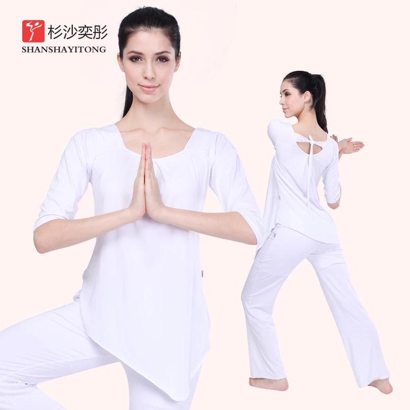 Free Shipping Yoga clothes set white female meditation long sleeve