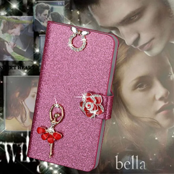 

Luxury PU Leather Wallet Case For HTC Desire 510 Flip Cover Shining Crystal Bling Case with Card Slot & Bling Diamond