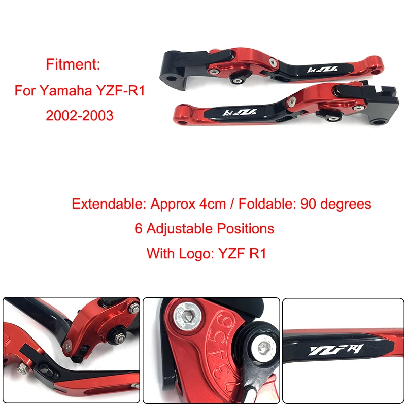 2002-2003 YZF-R1 YZF R1 Motorcycle Motorbike CNC Adjustable Foldable Extendable Brake Clutch Levers For Yamaha R1 2002-2003 (10)