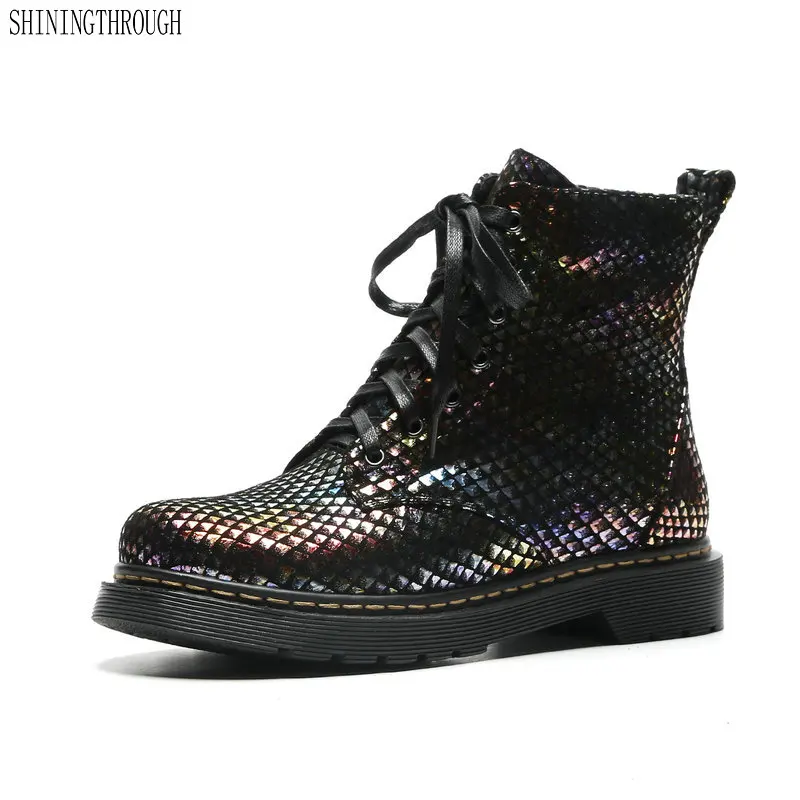 

Fashion Women low Heels boots Lace Up Round Toe genuine Leather Casual Shoes Woman Fashion New Autumn Ladies Shoes