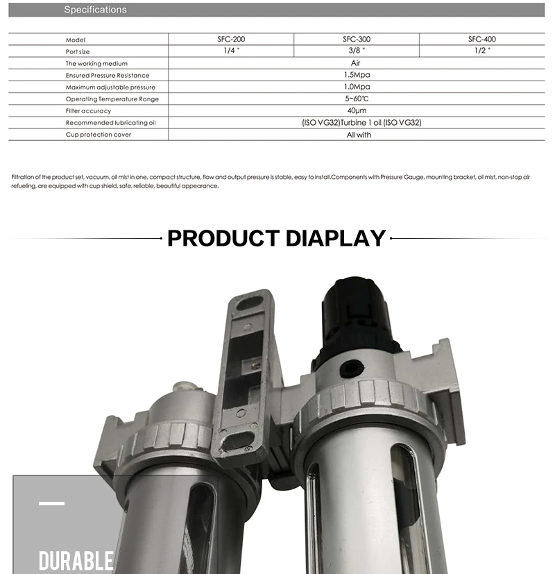 SFC-400 SFC-300 SFC-200 воздушный компрессор воздушный фильтр Регулятор масляный сепаратор Ловушка фильтр Регулятор клапан автоматический слив