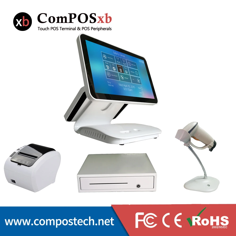 

free shipping touch screen pos system 15.6 inch dual screen pos all in one