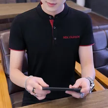Модная летняя рубашка поло, Мужская брендовая футболка с коротким рукавом, Повседневная дышащая футболка для гольфа, тенниса, Однотонная футболка с буквенным принтом, Лидер продаж, отложной воротник