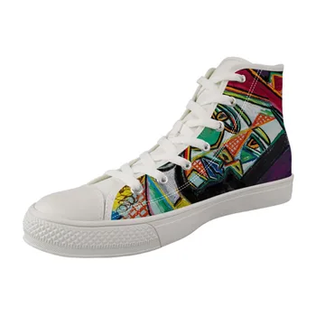 

Men Shoes High top Wihte Canvas Vulcanized Shoes for Male Breathable Lace-up Sneakers Painting Print Pablo Picasso Master pieces