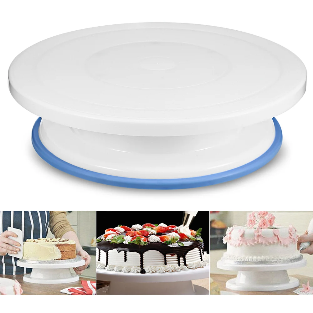 Decorative Round Shape Plastic Cakes Turntable Cake Rotating Stand