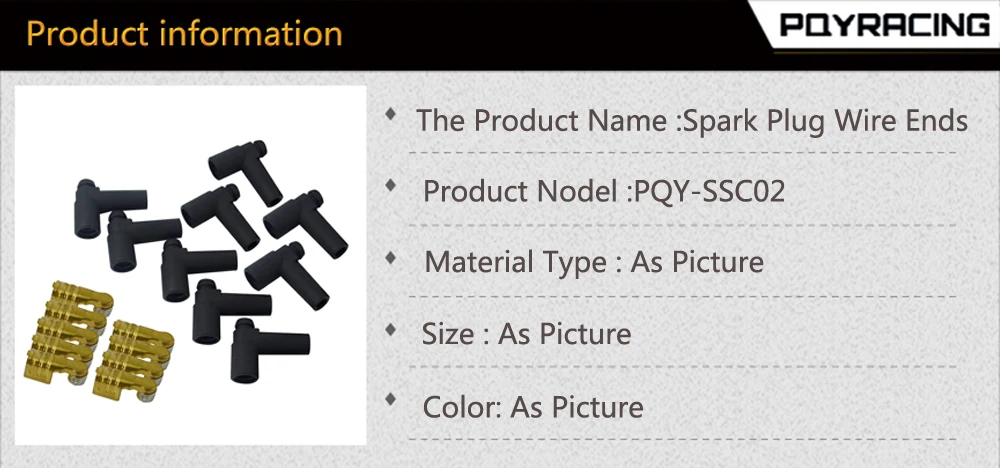 Pqy-черный 9 шт./компл. Универсальный Хей Стиль компонентов конец Свеча зажигания провода резиновых сапог и Нержавеющая сталь заканчивается PQY-SSC02