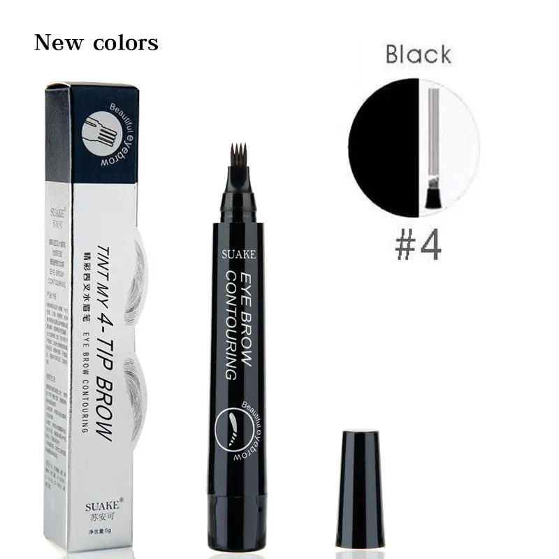 4 Head Fine Sketch Eyebrow Pen Makeup Tools Waterproof Microblading Eyebrow Tattoo Pen Fork Tip Eyebrow Pencils Tint Enhancer - Цвет: NEW 4