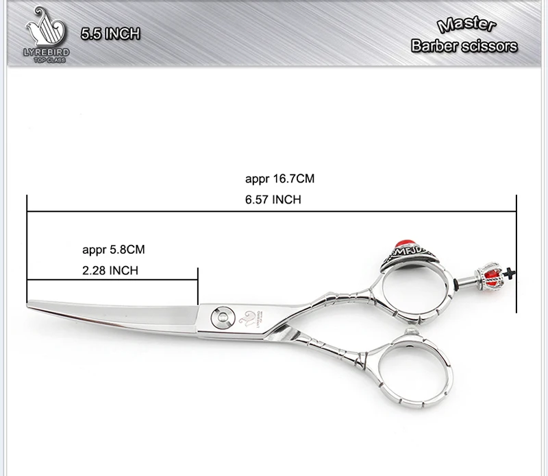 Профессиональные ножницы для волос 5,5 дюймов изогнутые ножницы Япония 440C парикмахерские ножницы ручка в форме короны Lyrebird высшего класса Новинка