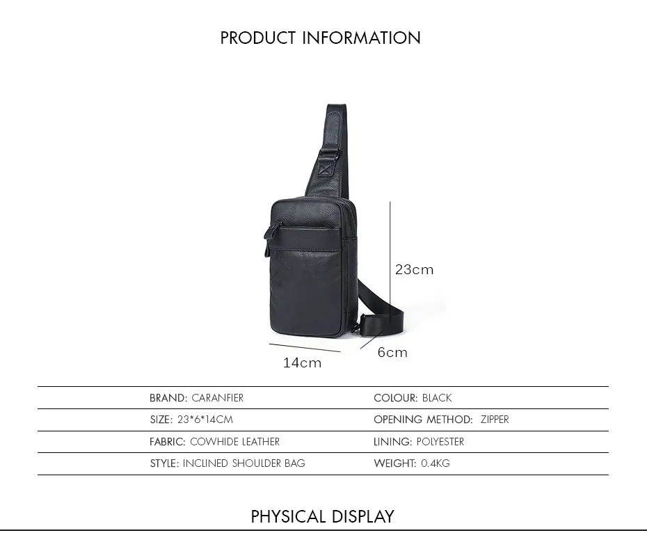 CARANFIER Для мужчин кармашек сумки из натуральной первый Слои кожа Crossbody сумки Винтаж одноцветное Цвет Высокое качество Многофункциональный